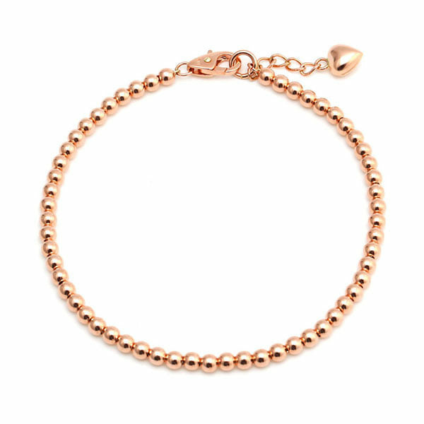 AirbnbGold 14K Round Heart 3.0mm Cable Bracelet PNB27363