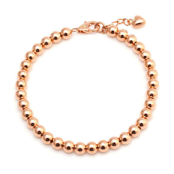 AirbnbGold 14K Round Heart 5.0mm Beaded Bracelet PNB27365