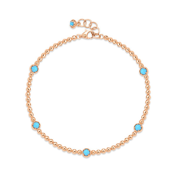 bnb gold 14k turquoise pendant chain bracelet NPB27837