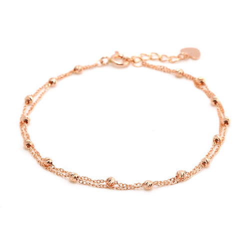 AirbnbGold 14K Cut Diamond Bracelet with Two Rows of Chain IRB28104