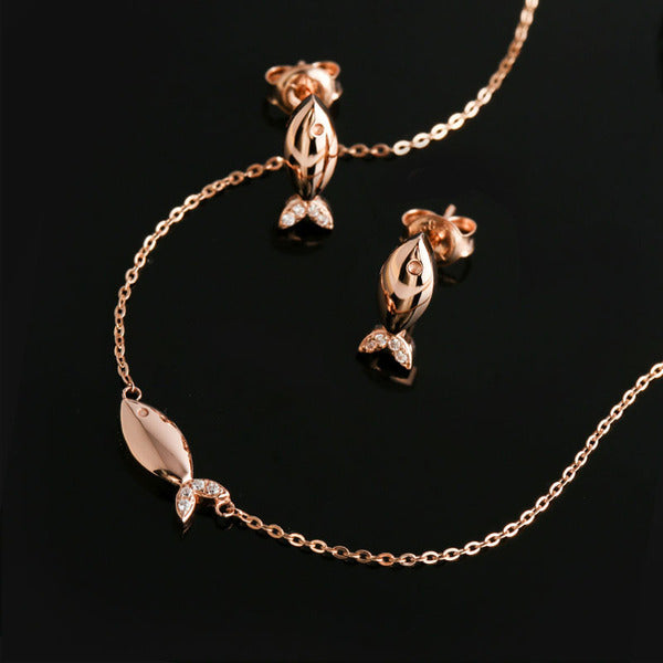 AirbnbGold 14K Plump Fish Cubic Zirconia Jewelry Set NPS29312