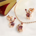 VNIB Gold 14K Teddy Bear Ruby Jewelry Set NPS29324