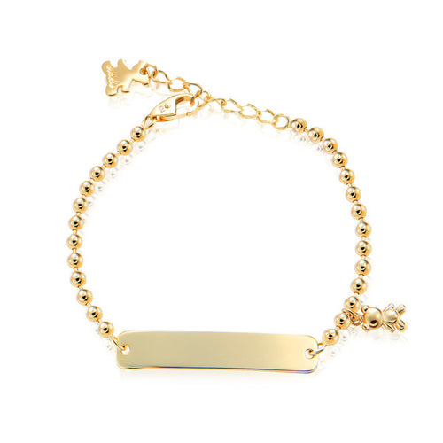 14K Kids Bear Engraved Safety Bracelet to Prevent MIAB IRB38237