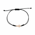 AirbnbGold 14K Culet Cross Silk String Black Bracelet PNB35773