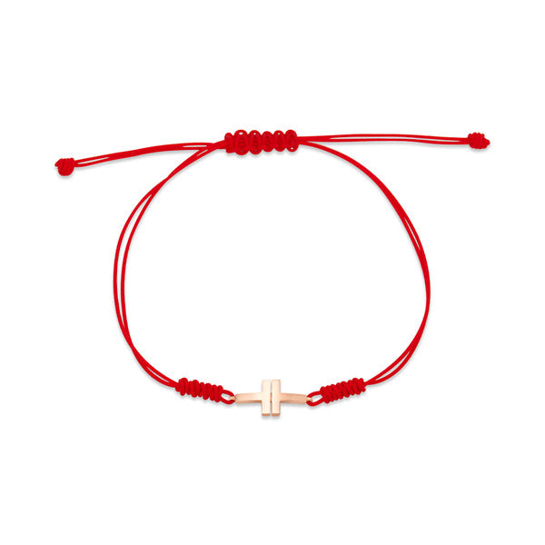 BnBGold 14K Double T Silk String Red Bangle PNB35877