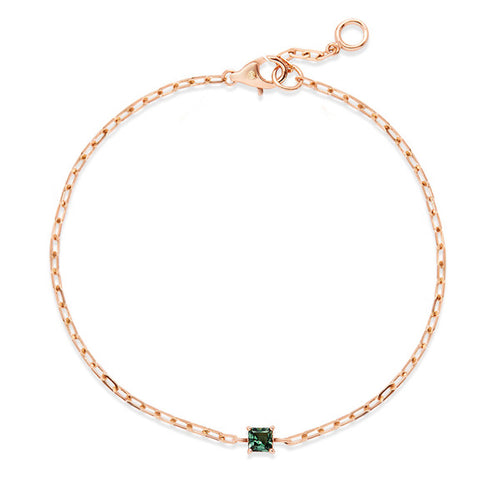 14K Emerald Square Cutting Chain Bracelet (May Best) NPB40196
