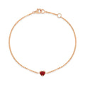 14K Garnet Heart Hammering Chain Bracelet NPB40199 (May Best)