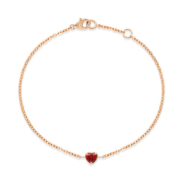 14K Garnet Heart Hammering Chain Bracelet NPB40199 (May Best)