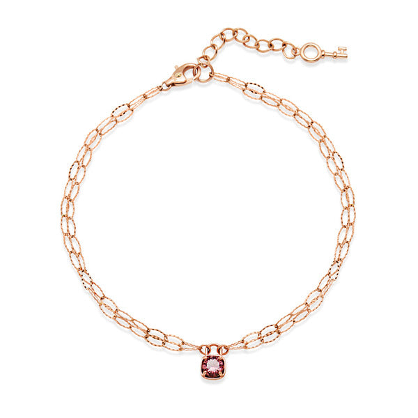 AirbnbGold 14K Tourmaline Lock Two Rows Layered Bracelet NPB40202