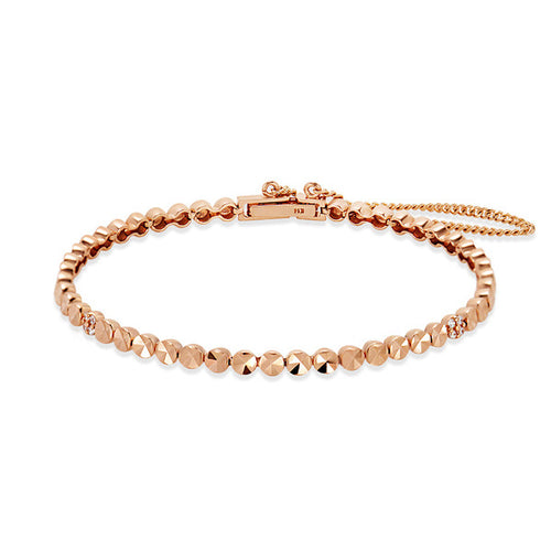 AirbnbGold 14K Antique CuttingBall Cubic Chain Bracelet NPB40203
