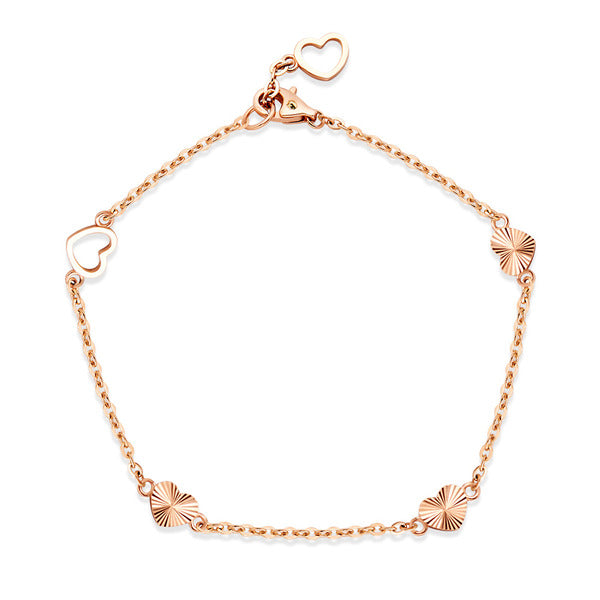 AirbnbGold 14K shine-cut heart decoration chain bracelet NPB40205