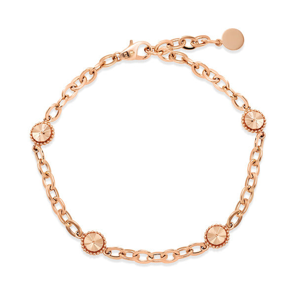 AirbnbGold 14K milgrain coin hollowモジュール chain bracelet NPB40208