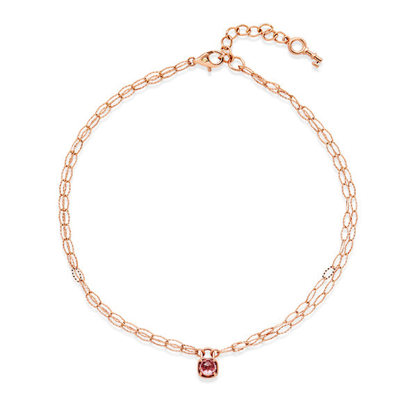 18K Tourmaline Clutch Two Rows Layered Chain Bracelet NPA40211
