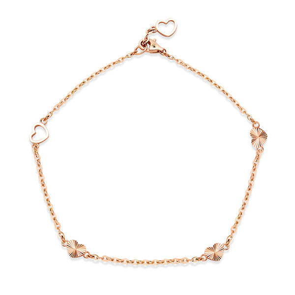 AirbnbGold 18K ShineCut Heart Decorated Chain Bracelet NPA40212