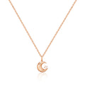 B&B Gold 18K Crescent Moon White Cubic Chain Necklace MNN40219
