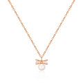 BnbGold 18K Ribbon Gray Spinel Pearl Chain Necklace MNN40222