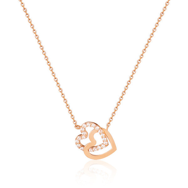 18K Double Heart Link Layered Necklace MNN40241