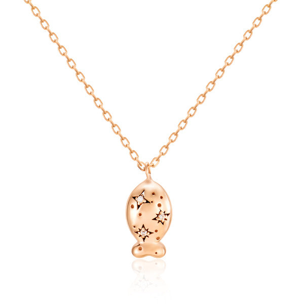 AirbnbGold 18K Color Stone Fish Necklace SNN40603