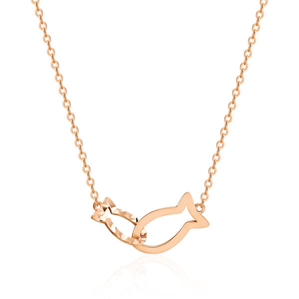 BnbGold 18K Double Cutting Fish Chain Necklace JNN40615