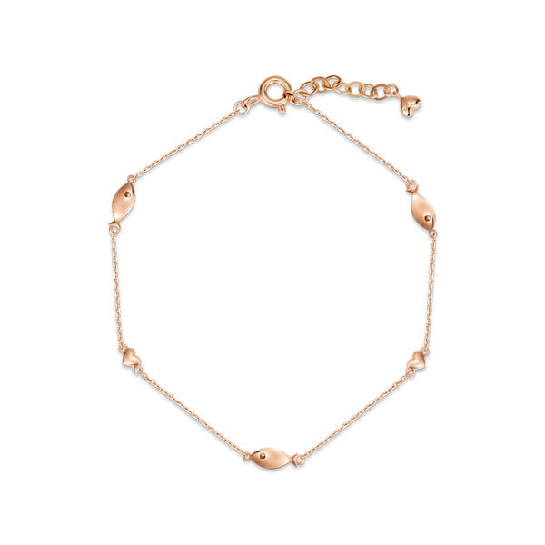 VNBI Gold 14K Cute Fish Heart Bracelet MNB40592