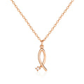 B&B Gold (May Best) 14K Cubic Line Fish Necklace SNN40598