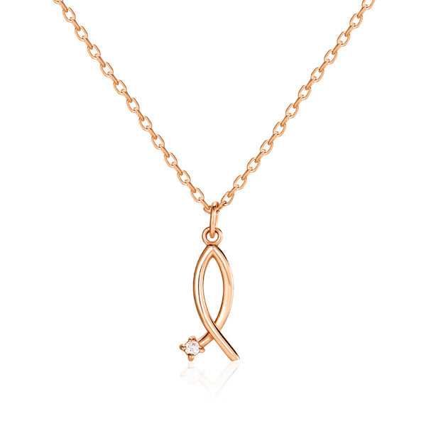 B&B Gold (May Best) 14K Cubic Line Fish Necklace SNN40598