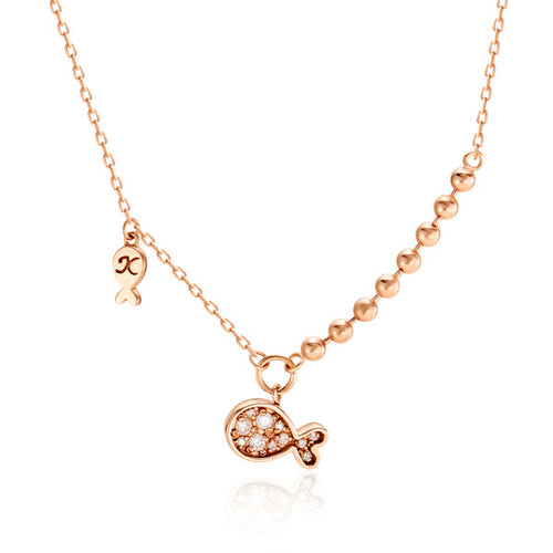 AirbnbGold 14K bead chain dangling cubic fish necklace SNN40601