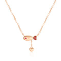 AirbnbGold 14K Ruby Heart Earring Fish Necklace SNN40602