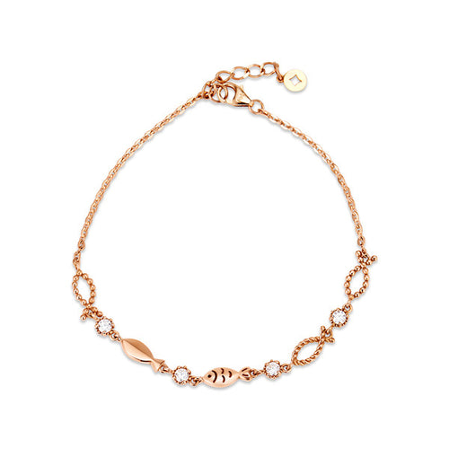 AirbnbGold 14K Cubic Points Fish Chain Bracelet SNB40605