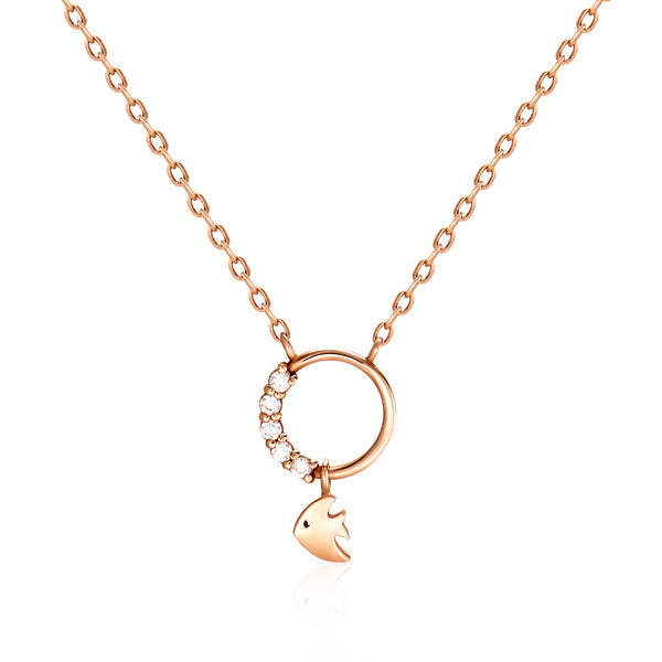 AirbnbGold 14K cubic circle hook fish necklace SNN40612
