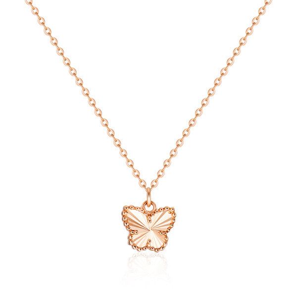 B&B Gold 18K Mini Bubble Cutting Butterfly Chain Necklace NPN40774