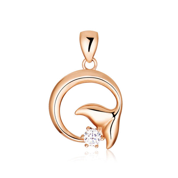 VBnBGold 18K Round Whale Curve Tail Pendant NPP40777