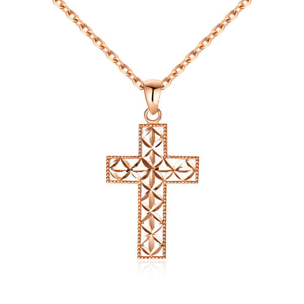 B&B Gold 14K Leaf Cutting Cross Pendant L NPP40619