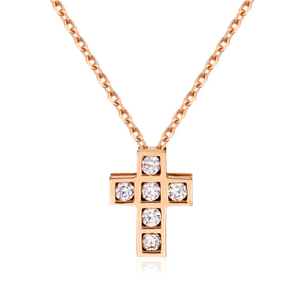 B&B Gold 14K Square Cubic Cross Pendant M NPP40624