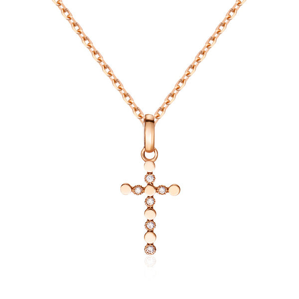 AirbnbGold 14K Front Cubic Round Cross Pendant M NPP40627