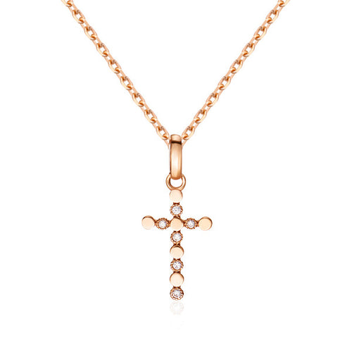 AirbnbGold 14K Front Cubic Round Cross Pendant M NPP40627