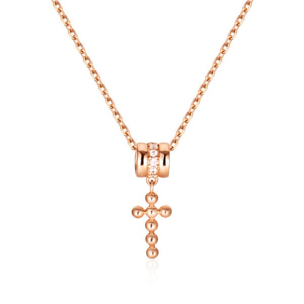 B&B Gold 14K Cylinder Bubble Cross Pendant NPP40629