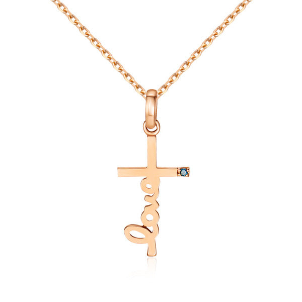 B&B Gold 14K White Diamond Love Cross Pendant NPP40634