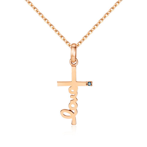 14K Blue Topaz Love Cross Pendant NPP40634