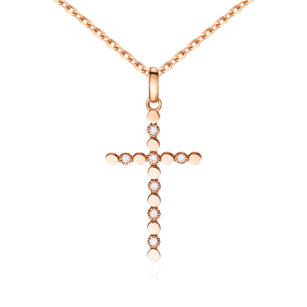 AirbnbGold 18K Front Cubic Round Cross Pendant L NPP40626