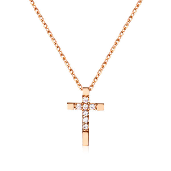 B&B Gold 18K Simple Cubic Cross Pendant NPP40628