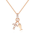 B&B Gold 18K Cubic Fish Cross Pendant NPP40632