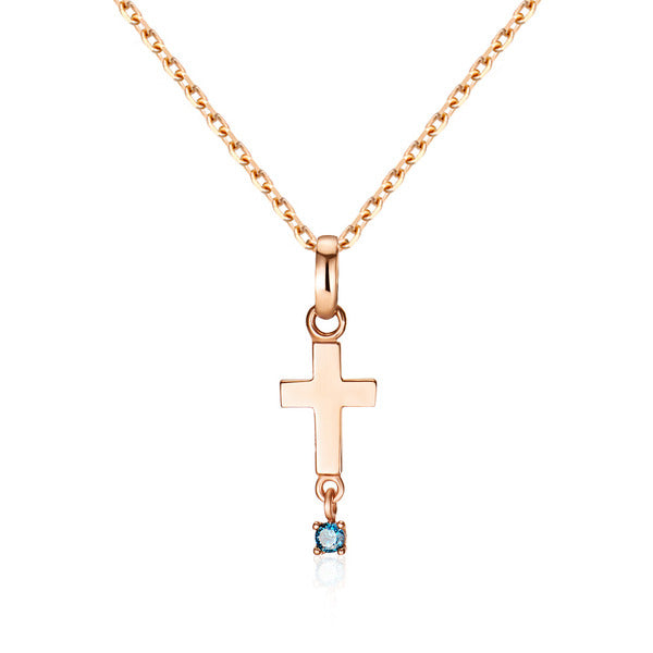 B&B Gold 18K Blue Diamond Jingle Cross Pendant NPP40633