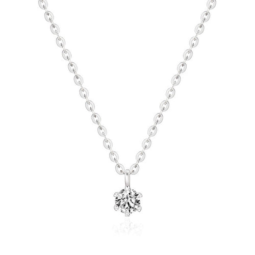 18K white gold pendant 3mm round diamond necklace NPN40873