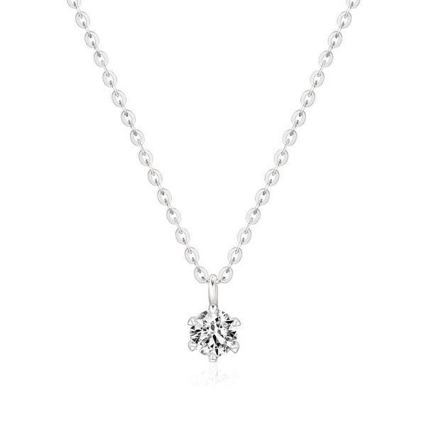 18K White Gold Diamond Chain Necklace with 4mm Round Diamonds NPN40874