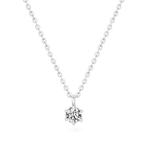 18K White Gold Diamond Chain Necklace with 4mm Round Diamonds NPN40874