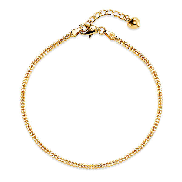 AirbnbGold 14K Round Heart 1.7mm Twin Box Chain Bracelet IRB40655
