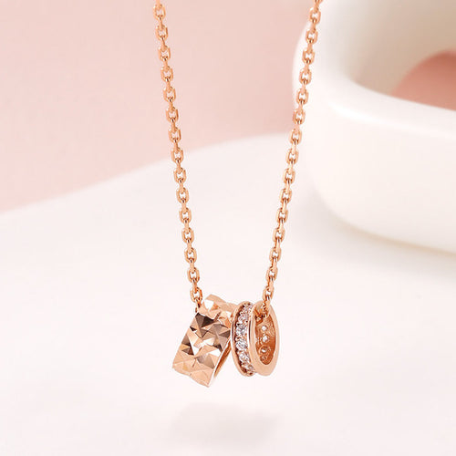 AirbnbGold 14K Cubic DoubleCut Donut Ring Chain Necklace JNN40949