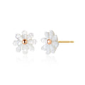 BnBGold 18K Blue Moon Flower Sunflower Abalone Earring Pair PNE40999