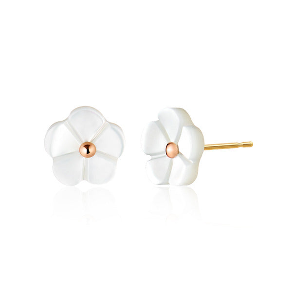 18K Blue Seaflower Anemone Mother-of-Pearl Earrings PNE41003